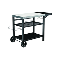 Support de plancha d'extérieur en acier inoxydable Pinniu, chariot pliable avec roues pour barbecue au charbon de bois, capacité 440 lbs, idéal pour le camping et la préparation des aliments