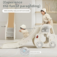Toboggan pour escaliers intérieurs avec toboggan pliable pour voiture, piscine à balles et panier de basket