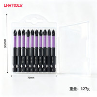 Embouts de tournevis antidérapants en acier durable LJ-04c, manchon violet, oxyde noir, 25-150 mm, boîte en plastique industrielle pour perceuse et usage manuel