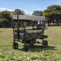 Poussette de wagon pliable 2 enfants tout-terrain avec auvent réglable barre de poignée de traction confortable