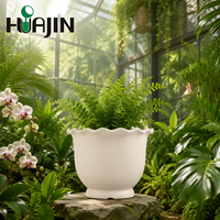 Pots de fleurs ronds en PP imitation céramique anti-UV, empilables avec drainage, 15x8x11 pouces, vente directe usine