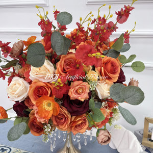 Boule de fleurs de mariage Offre Spéciale soie artificielle automne orange rose arrangement table boule de fleurs pièce maîtresse - Product Image 5