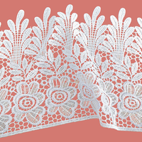 Tissu en dentelle polyester/coton, ruban de dentelle orné de broderies blanches pour chaussures et sacs de mariage