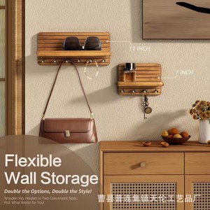 <b>Wooden</b> wall-mounted key rack for living room, suitable for home use, including door <b>hooks</b> and <b>coat</b> racks. - Product Image 2