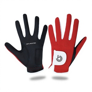 Gants de golf en cuir Cabretta rouge et noir, antidérapants, respirants, avec sangle de poignet réglable, extensibles, légers, unisexes, pour la main gauche, fermeture auto-agrippante - Product Image 1