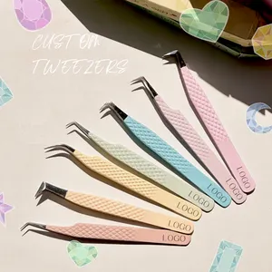 Sợi Grip Lash Mở Rộng Nhíp Matte Màu Đen Vàng Sợi Tip Tweezer Lash Applicator Kim Cương Tip Nhíp Cho Lash Mở Rộng