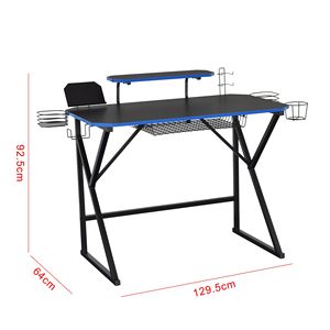 Bureau de jeu <span class=keywords><strong>gratuit</strong></span>, table de course e-sport, lumières LED RVB, bureau de jeu <span class=keywords><strong>PC</strong></span> avec porte-gobelet, crochet pour casque - Product Image 5