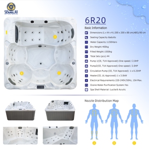 Vasca Idromassaggio Spa Jacuzzi da Esterno in Acrilico per Famiglie - Product Image 2
