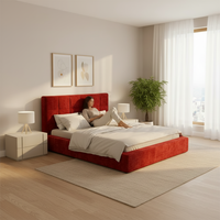 Lit pliant réglable facile à assembler avec cadre compressé, matelas souple, écologique, design moderne et transitoire pour chambre à coucher, taille King Size