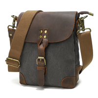 Tas Selempang Kanvas Kecil Serbaguna untuk Perjalanan Sehari-hari, Tas Crossbody untuk Pria Wanita dengan Aksen Kulit Asli