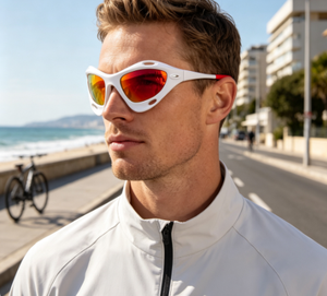 Kacamata Hitam Sport Wrap Mirror Gradient Full Sunglasses Tinted Shades Klasik Trendi Bersepeda Unisex Grosir Logo Custom Stylish Fashion Terbaru - Product Image 2