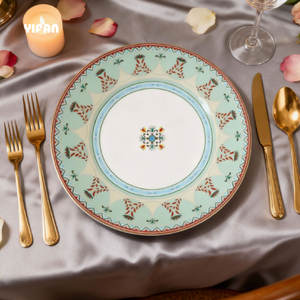Высококачественная Свадебная китайская элегантная посуда, столовые тарелки для свадеб, зеленые красивые наборы посуды - Product Image 6