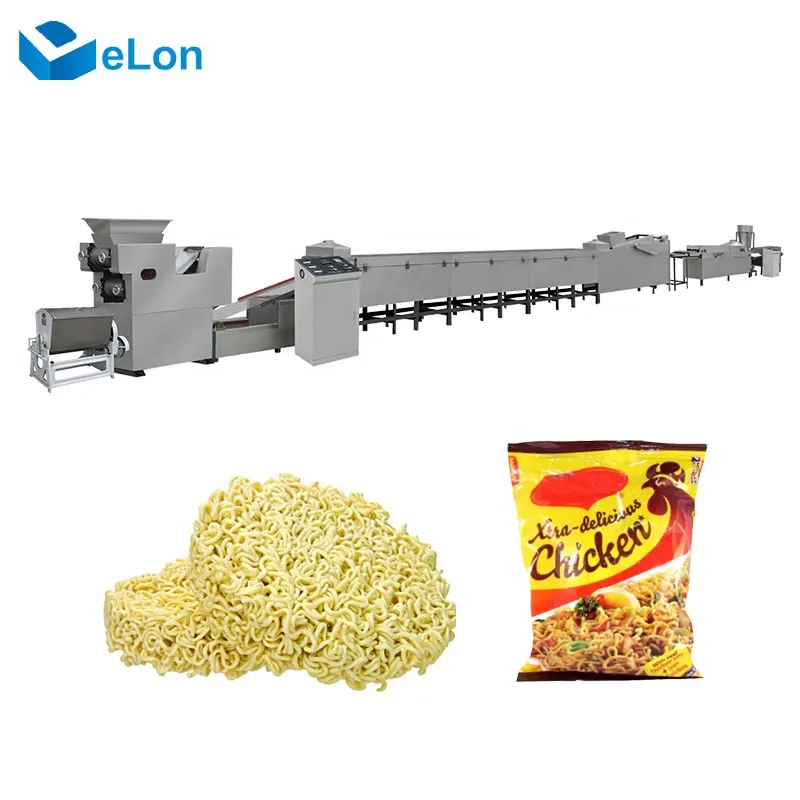 Línea de producción de máquina para hacer fideos instantáneos Maggi Curry, planta de procesamiento de Fideos Fritos Dongfang de acero inoxidable blanco