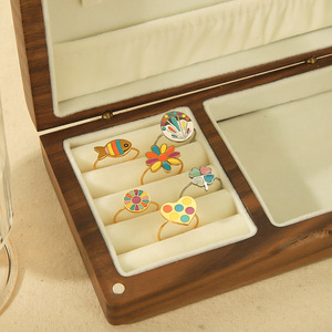 Bohemian Style Colorful <b>Adjustable</b> <b>Ring</b> For Women Flower Heart Animal Design Jewelry Gift - Product Image 3