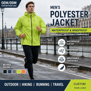 Custom <strong>Packable</strong> Windbreaker <strong>Jacket</strong> Lightweight Waterproof Foldable Hooded Promotional Outdoor <strong>Jacket</strong> for Men and Women - Product Image 1