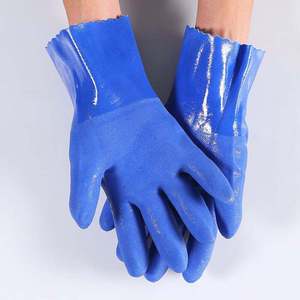 Vente flash - Gants en PVC bleus à pois, résistants aux produits chimiques, imperméables, de protection, <span class=keywords><strong>pour</strong></span> travaux de construction et industriels - Product Image 4