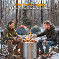 Four à bois rond sans fumée à charbon de bois personnalisé de taille multiple Cuisson sans fumée Poêle de camp en bois à combustion extérieure portable
