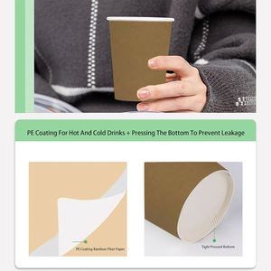 Custom Logo Craft Paper 6oz/8oz/12oz/16oz Double Wall Recyclable <b>Disposable</b> Coffee <b>Cups</b> with Lid - Product Image 3