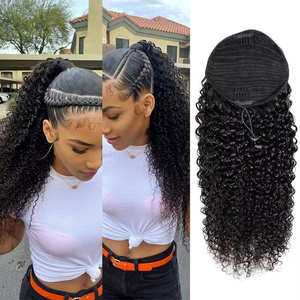 Afro Kinky <strong>Curly</strong> <strong>Hair</strong> Ponytail Extensions Clip in Drawstring Ponytail Human <strong>Hair</strong> Extensions Kinky <strong>Curly</strong> <strong>Hair</strong> <strong>Pieces</strong> - Product Image 1