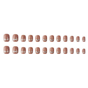 Temooi venta al por mayor 24 piezas ABS francés largo redondo diamantes de imitación <span class=keywords><strong>uñas</strong></span> postizas patrón cuadrado prensa con pegamento para <span class=keywords><strong>uñas</strong></span> - Product Image 3