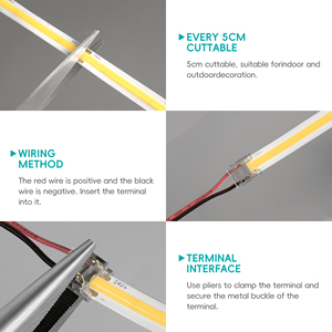 Letaron Cob <span class=keywords><strong>Led</strong></span> Strip Licht 24V,Super Helder Hoog Lumen 3000K Warm Wit 5M, Dimbaar, Touch Swith, 60W Ul Voeding - Product Image 3