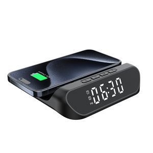 HiTao Chargeur sans fil 2-en-1 à charge rapide 15W avec horloge numérique et alarme, station de charge de bureau pour téléphones - Product Image 6