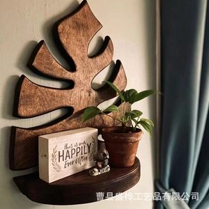 Wooden <b>Wall</b> <b>Mounted</b> <b>Shelf</b> With Plant Holder For Indoor Decor And Storage - Product Image 4