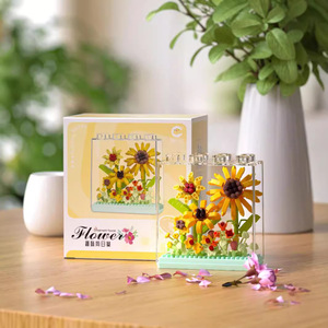New Micro Building <b>Blocks</b> Set DIY Flower Assembly with Sunflower & Rose Unisex <b>Plastic</b> Model Toy for Kids and Adults - Product Image 4