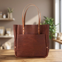 Tas Tangan Wanita Heavy Duty Kulit Asli Resleting Tahan Air Kapasitas Besar Perjalanan Luar Ruangan Kasual Logo Merek Kustom