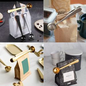 Cuchara de servicio de mango largo, cobre dorado, acero inoxidable, mate, pequeña cuchara de café de Metal para medir frijoles, Clip para bolsa para uso en fiestas - Product Image 4