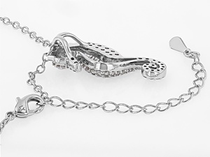 Collar de latón con circonitas cúbicas en forma de caballito de mar, chapado en rodio, de fábrica mayorista tailandesa, gargantilla de moda inspirada en el océano para uso diario en la playa, regalo - Product Image 3