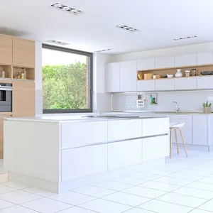 Modern design kitchen furniture high glossy pvc thermofoil door kitchen cabinet