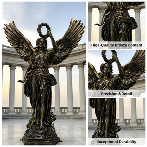Estatuas de Ángeles Decorativas de Bronce para Exteriores, Estatuas Religiosas Femeninas de Tamaño Real con Corona, Obras de Escultura - Product Image 4