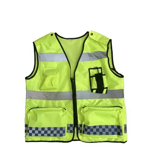 Reflective Vest Traffic Road Construction Rescue Night Patrol Multi-functional Breathable Multi Pocket Reflective Vest