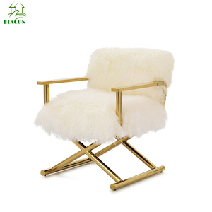 Estilo nórdico de oro de acero inoxidable de piel blanco <span class=keywords><strong>Silla</strong></span> de acento para sala - Product Image 4