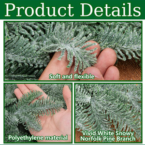 Huang Tao Christmas Flocked Garlands 48 In Green Snow <b>Covered</b> Hanging Decor For Door <b>Window</b> Holiday Decoration - Product Image 4