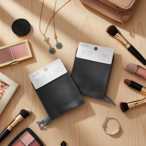 Borsa in Velluto Ilan 6x8 Cm Grigio Scuro, Set di 2 Sacchetti Portaoggetti - Product Image 2