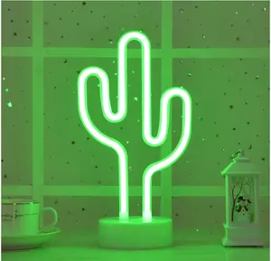 LED Cactus Neon Sign Lights con Base di supporto batteria o USB per camera da letto Baby Room Family Wedding Party compleanno festa della mamma