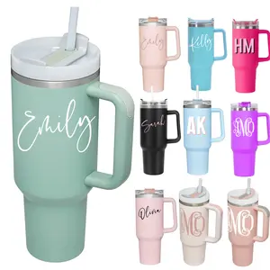 New Version 40oz Personalized Travel Mug Coffee Mug Double Wall Stainless Steel Thermal Insulated Mug With Handle