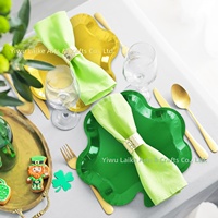 Assiettes en papier jetables épaissies à motif trèfle pour la Saint-Patrick, fête d'anniversaire, dessert, collation, lot de 48 pièces pour fête festive