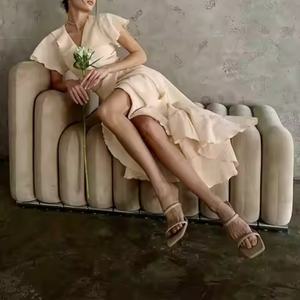 Vestidos de Color Sólido Personalizados, Nueva Llegada 2025, Vestidos Maxi Casuales de Lino sin Mangas para Damas - Product Image 3