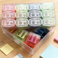Taille-crayon double barillet compact en plastique manuel coloré Diplopore pour enfants, étudiants, école, classe, maison