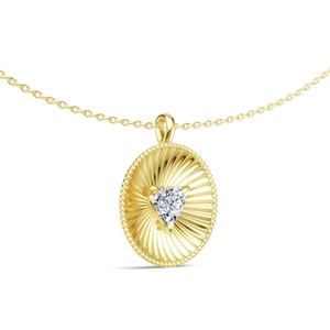 Joyería de diseño Original 925 corazón de plata Zirconia cúbica chapado en oro Sunburst rayos rayas círculo geométrico disco colgante collar - Product Image 3