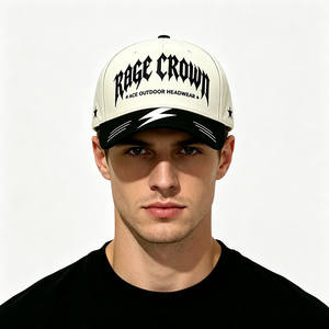 Custom Embroidered Structured 6-Panel <b>Baseball</b> <b>Cap</b> with Image Logo White & <b>Black</b> Curved Brim 100% Cotton Unisex Streetwear - Product Image 1