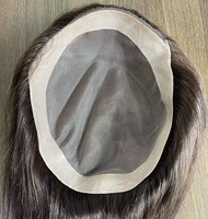 Raie à la main en cheveux Remy indiens, postiche de cheveux humains à coupe droite, lisse et soyeuse, avec Mono naturelle et Base en polyuréthane, pour femmes