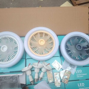 LED Aromatherapy Fan <b>Light</b> E27 <b>Ceiling</b> Mount <b>Remote</b> <b>Control</b> Flush Mount Plastic Body AC Motor 3 Colors - Product Image 1