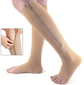 Calcetines de Compresión Deportivos Unisex para Várices, 15-20 mmHg, Punta Abierta, Cierre de Cremallera, Nailon, para Uso Diario - Product Image 2
