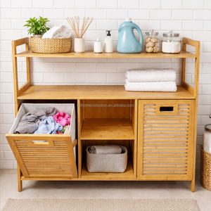 Meuble de <span class=keywords><strong>rangement</strong></span> en bambou Workday Neat SYT pour bureau à domicile, organisateur de zone latérale avec porte à lattes pour dossiers d'angle - Product Image 1