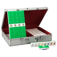 Tuiles de mahjong en acrylique de luxe modernes personnalisées, 172 pièces, 37 x 28 x 22 mm, avec étui en aluminium, blanc riz, ensemble de divertissement