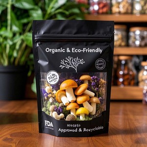 Bolsa de pie con cierre de cremallera de plástico Mylar 3,5 personalizada a prueba de olores para embalaje de goma de setas para alimentos con orificio para colgar - Product Image 5